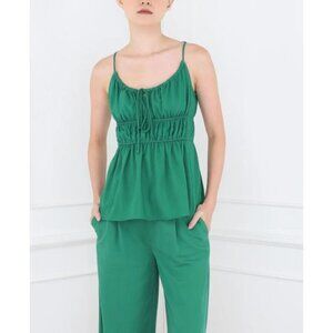 Proenza Schouler White Label Drapey Suiting Ruched Top in Green Size 2
